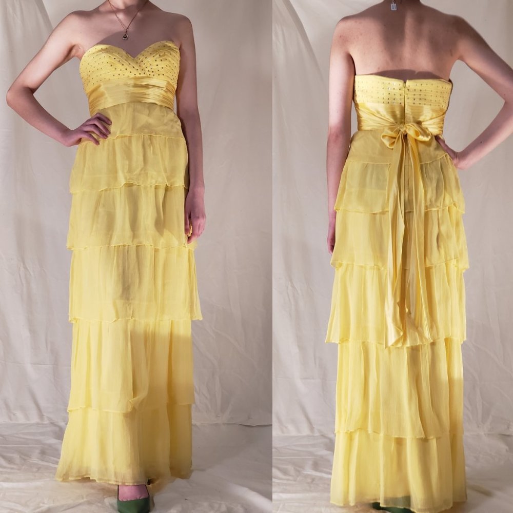 BCBGMAXAZRIA Floor-length Soft Yellow Gown